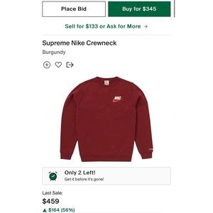 Supreme Nike Crewneck Burgundy Medium